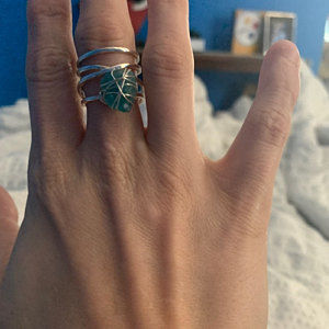Customer photo review of Natural Raw Apatite Wire Wrapped Ring Sterling Silver