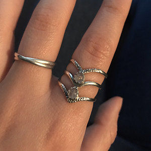 Customer photo review of Triple Chevron Boho Ring with Moonstone Sterling Silver