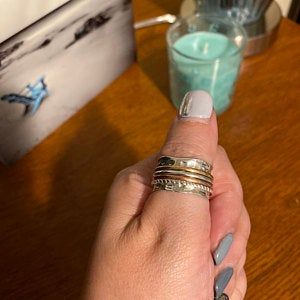Customer photo review of Two Tone Meditation Spinner Ring Sterling Silver