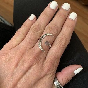Customer photo review of Sterling Silver Crescent Moon Ring with Moonstone