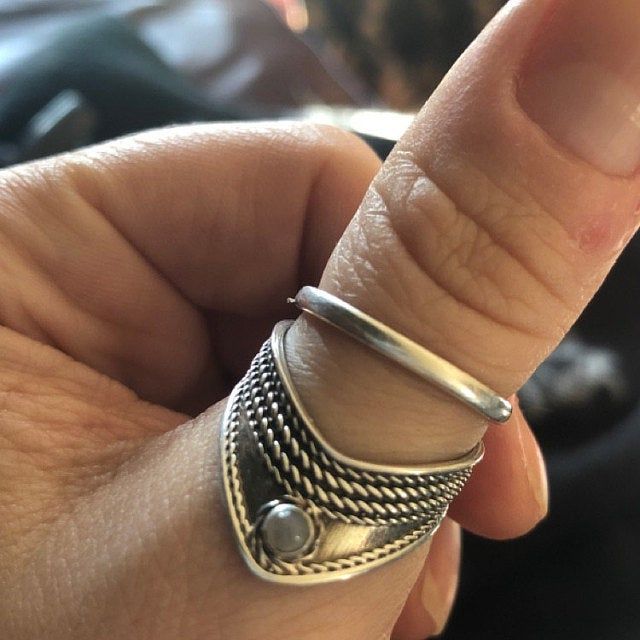 Customer photo review of Chevron Thumb Ring with Moonstone Sterling Silver