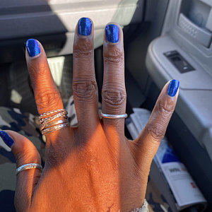 Customer photo review of Women's Wide Band Silver Ring with Boho Engraving