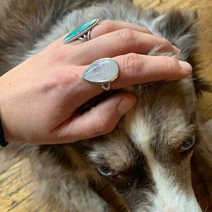 Customer photo review of Sterling Silver Teardrop Large Moonstone Ring