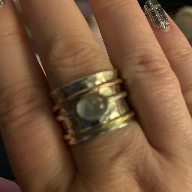 Customer photo review of Chunky Spinner Ring with Moonstone Sterling Silver