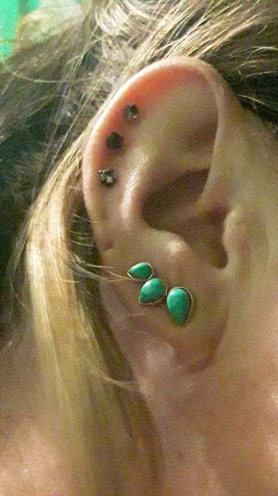 Customer photo review of Silver Turquoise Earrings Ear Climber