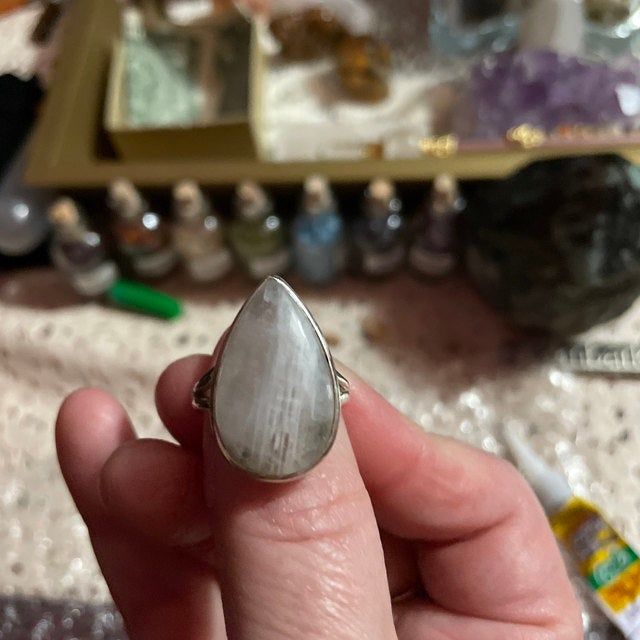 Customer photo review of Sterling Silver Teardrop Large Moonstone Ring