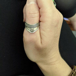 Customer photo review of Chevron Thumb Ring with Moonstone Sterling Silver