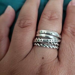 Customer photo review of Women's Wide Band Silver Ring with Boho Engraving
