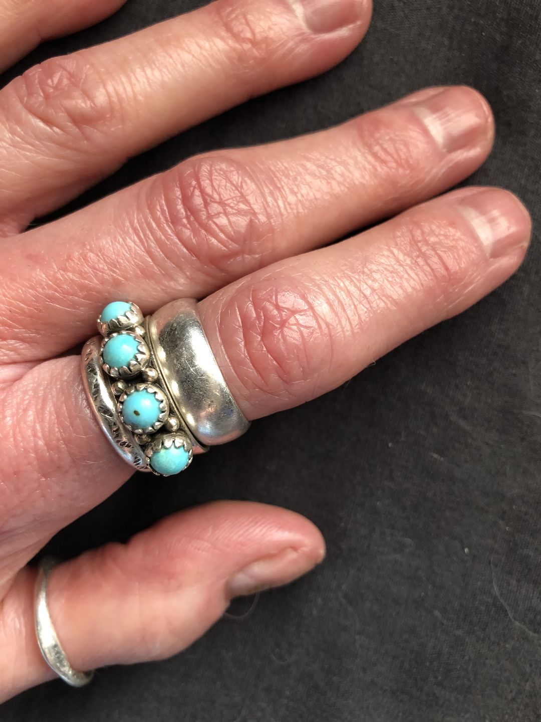 Customer photo review of Four Turquoise Ring Sterling Silver
