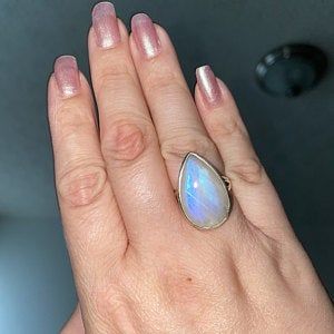 Customer photo review of Sterling Silver Teardrop Large Moonstone Ring