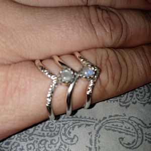 Customer photo review of Triple Chevron Boho Ring with Moonstone Sterling Silver