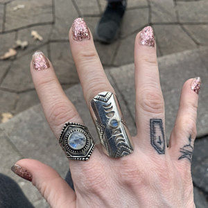 Customer photo review of Sterling Silver Boho Ring with Moonstone