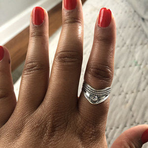 Customer photo review of Chevron Thumb Ring with Moonstone Sterling Silver