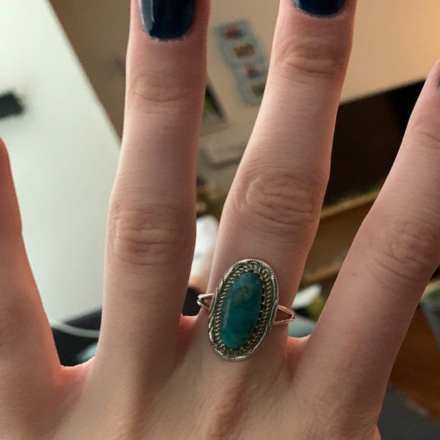 Customer photo review of Southwestern Style Real Turquoise Ring Sterling Silver
