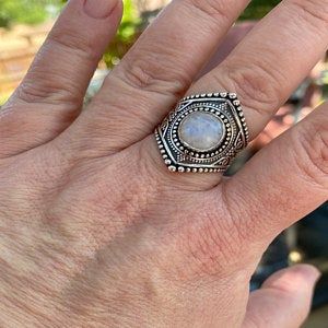 Customer photo review of Sterling Silver Boho Ring with Moonstone