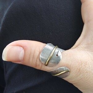 Customer photo review of Boho Feather Silver Ring