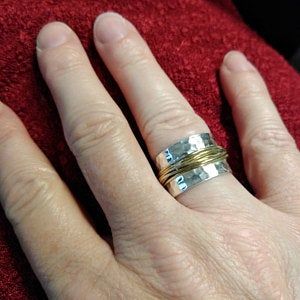 Customer photo review of Sterling Silver & Gold Wide Band Statement Ring