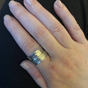 Customer photo review of Wide Band Silver Spinner Ring