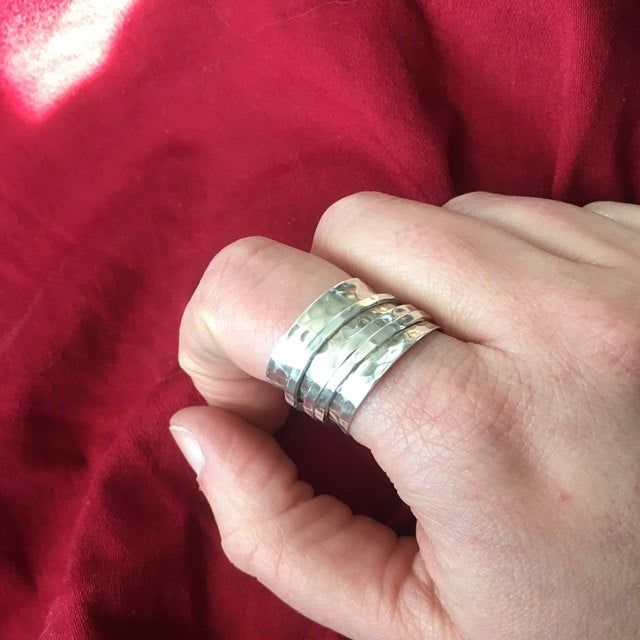 Customer photo review of Wide Band Silver Spinner Ring