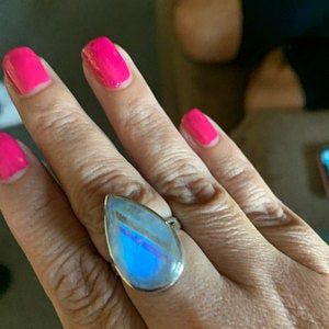 Customer photo review of Sterling Silver Teardrop Large Moonstone Ring