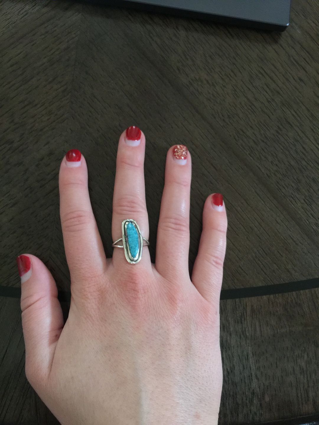 Customer photo review of Southwestern Style Authentic Turquoise Ring Sterling Silver