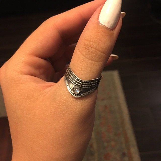 Customer photo review of Chevron Thumb Ring with Moonstone Sterling Silver