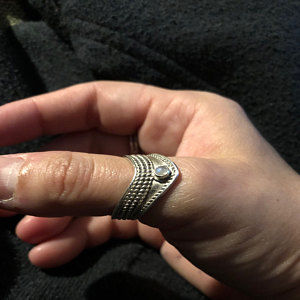 Customer photo review of Chevron Thumb Ring with Moonstone Sterling Silver