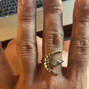 Customer photo review of Sterling Silver Crescent Moon Ring with Moonstone