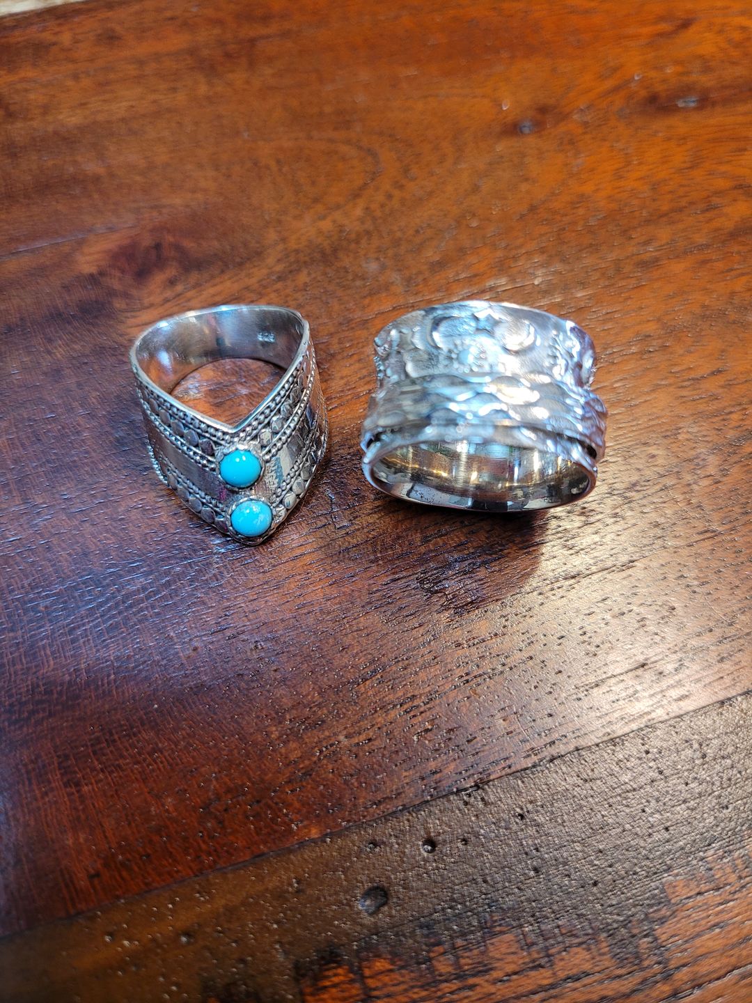 Customer photo review of Chevron Boho Ring with Green Turquoise Sterling Silver
