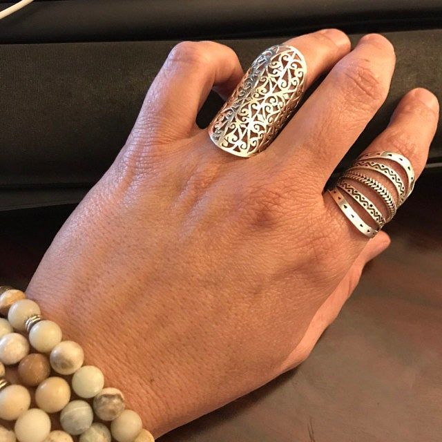 Customer photo review of Full Finger Statement Sterling Silver Ring