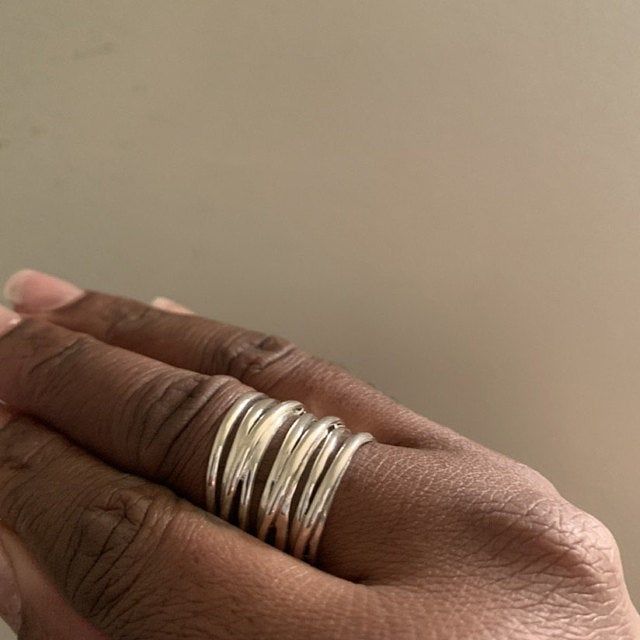 Customer photo review of Chunky Wrap Wide Band Ring Sterling Silver