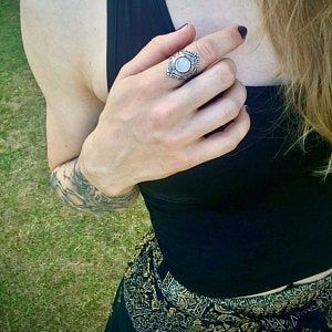 Customer photo review of Sterling Silver Boho Ring with Moonstone