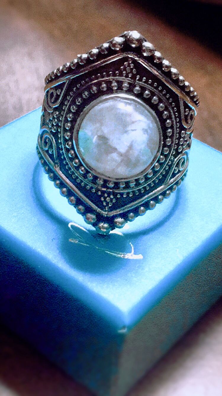 Customer photo review of Sterling Silver Boho Ring with Moonstone