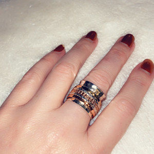 Customer photo review of Two Tone Wide Band Spinner Ring Hammered Sterling Silver