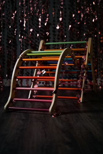 Customer photo review of Foldable Climbing Triangle with Arch Rocker - Rainbow
