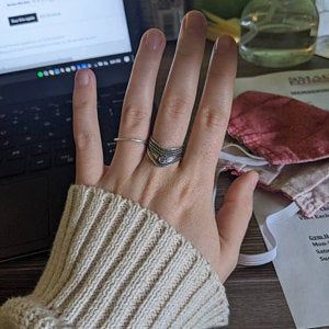 Customer photo review of Chevron Thumb Ring with Moonstone Sterling Silver