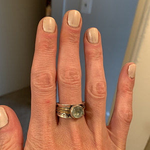 Customer photo review of Aquamarine Spinner Ring Inspired by Nature Sterling Silver
