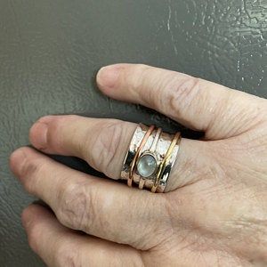 Customer photo review of Chunky Spinner Ring with Moonstone Sterling Silver