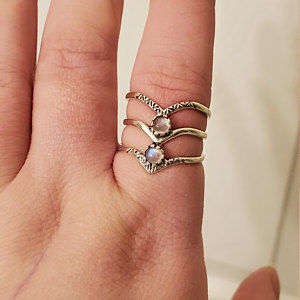 Customer photo review of Triple Chevron Boho Ring with Moonstone Sterling Silver