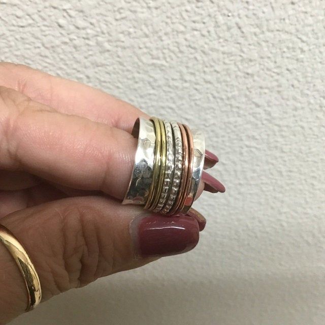 Customer photo review of Sterling Silver Two Tone Fidget Spinner Ring