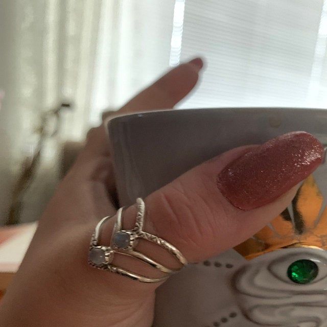 Customer photo review of Triple Chevron Boho Ring with Moonstone Sterling Silver