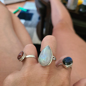 Customer photo review of Sterling Silver Teardrop Large Moonstone Ring