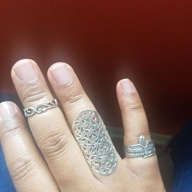 Customer photo review of Full Finger Statement Sterling Silver Ring