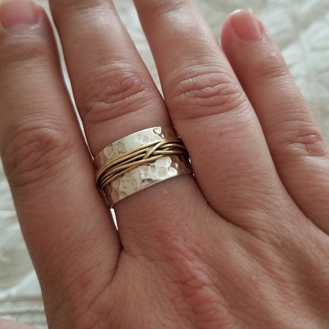Customer photo review of Sterling Silver & Gold Wide Band Statement Ring