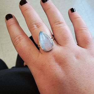 Customer photo review of Sterling Silver Teardrop Large Moonstone Ring
