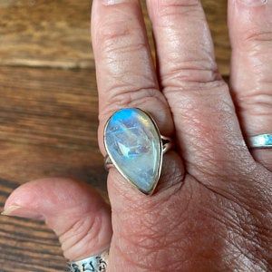 Customer photo review of Sterling Silver Teardrop Large Moonstone Ring