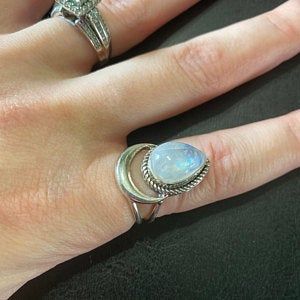 Customer photo review of Sterling Silver Crescent Moon Moonstone Ring