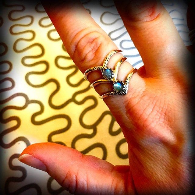 Customer photo review of Triple Chevron Boho Ring with Moonstone Sterling Silver