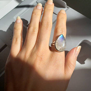 Customer photo review of Sterling Silver Teardrop Large Moonstone Ring