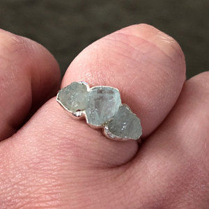 Customer photo review of Three Stone Raw Aquamarine Ring Sterling Silver